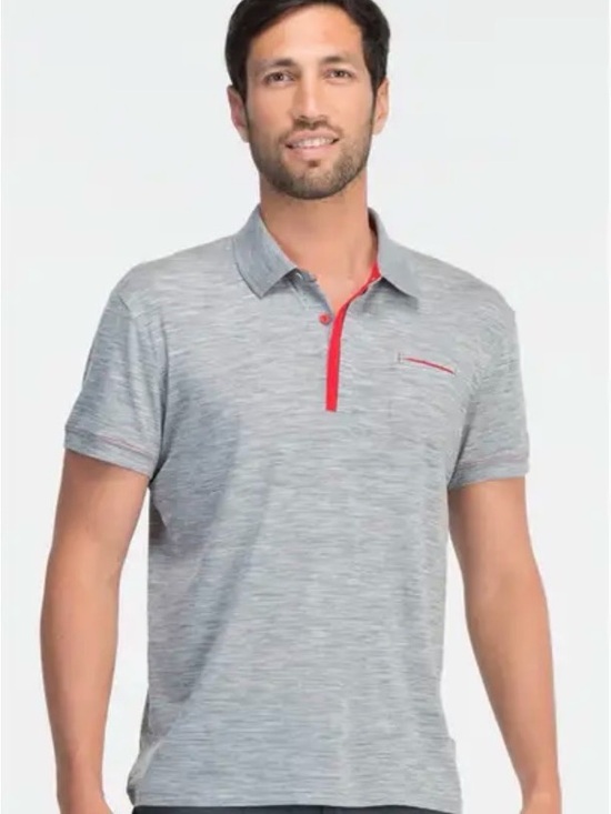 Icebreaker Other - Icebreaker Quattro Short Sleeve Polo Gray/Red Trim Metro Sz Large Merino Wool